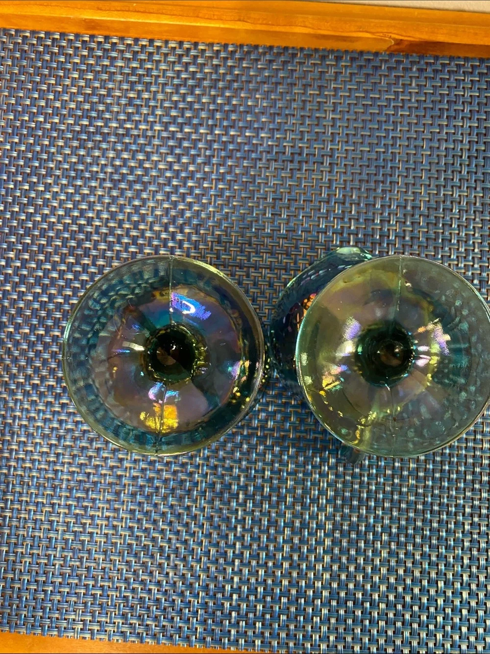 Vintage Indiana Glass Blue Carnival Glass Cream and Sugar Set Harvest Grape